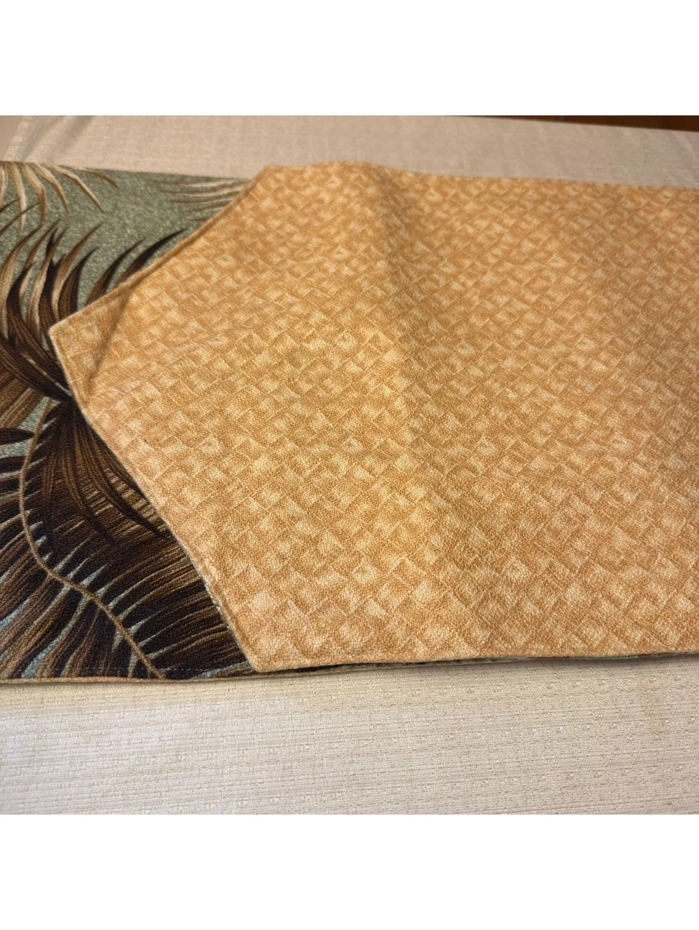 Reversible Tropical Palm Leaf Table Runner 13 x 71 Woven Wicker Coastal Decor